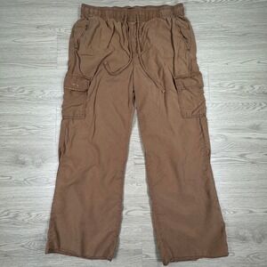 Sanctuary Womens Cargo Pants Brown XL Elastic Waist Lyocell Wide Leg